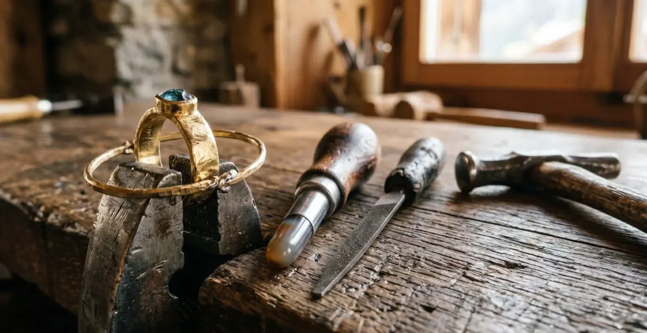 Pièce unique de bijou artisanal créée à la main avec des outils de joaillerie traditionnelle