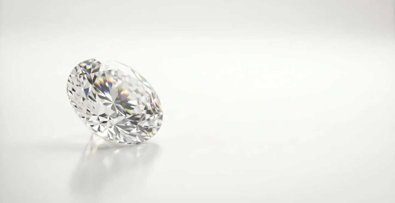 Diamant brillant parfaitement taillé présenté sur fond minimaliste illustrant l'équilibre entre qualité et budget